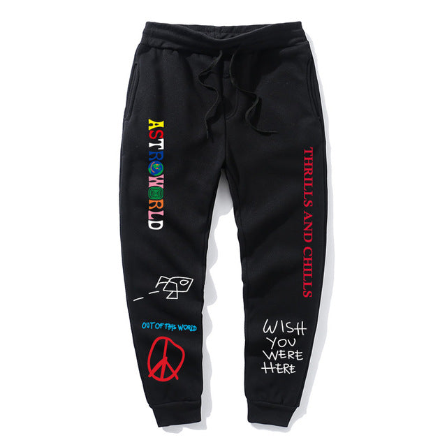 Quality Fleece trousers TRAVIS SCOTT ASTROWORLD Letter Printed Women Men Jogging Pants Hip hop Streetwear Men SweatpantS