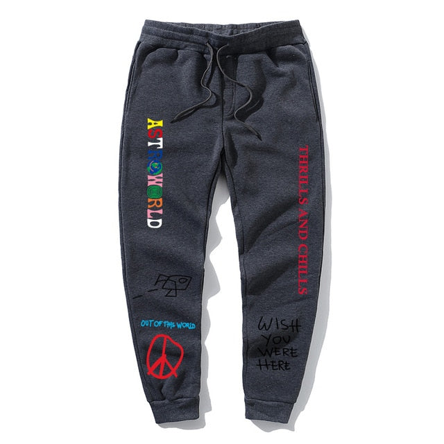 Quality Fleece trousers TRAVIS SCOTT ASTROWORLD Letter Printed Women Men Jogging Pants Hip hop Streetwear Men SweatpantS